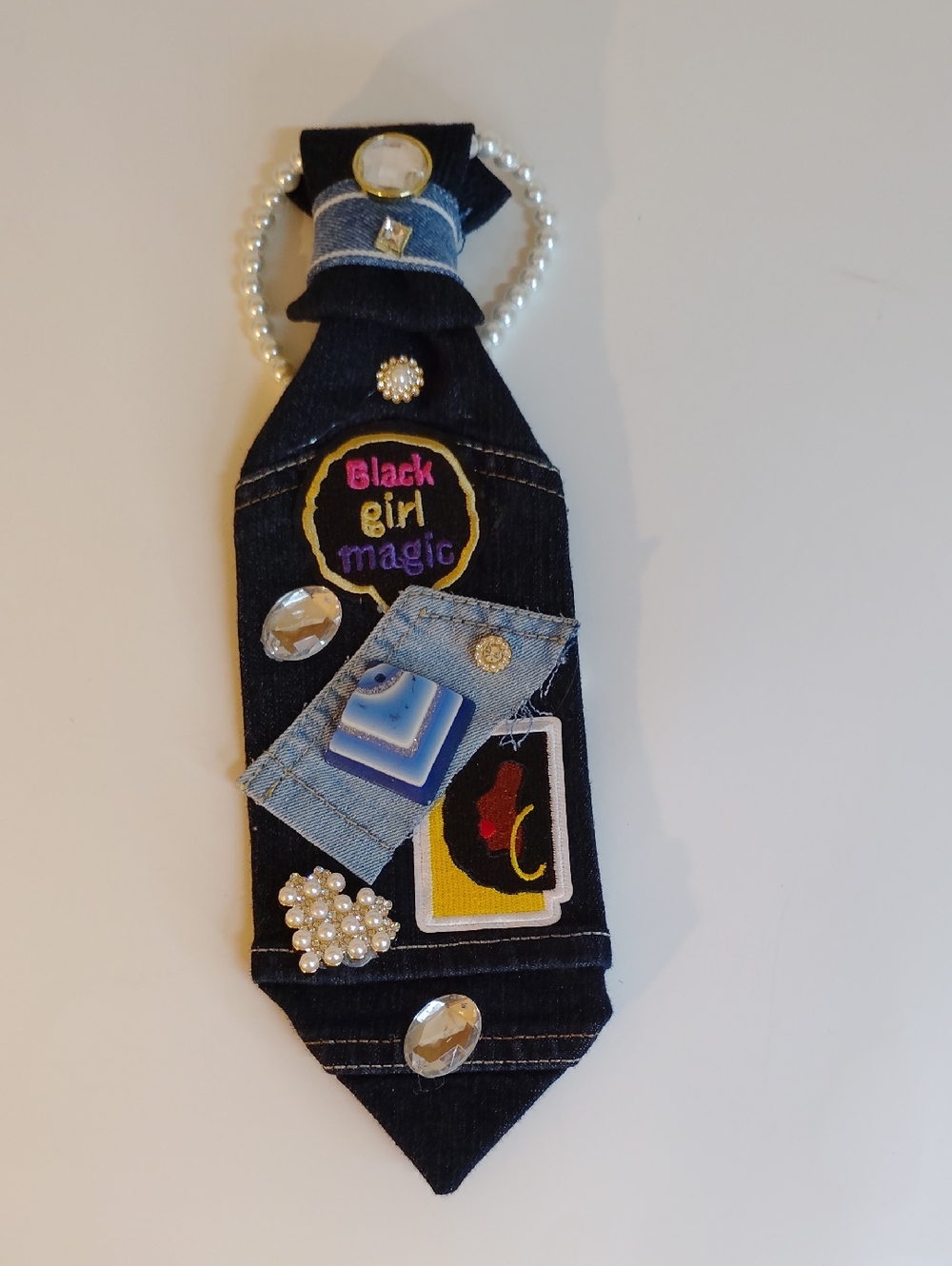 Black Denim Statement Necklace - Black Girl Magic